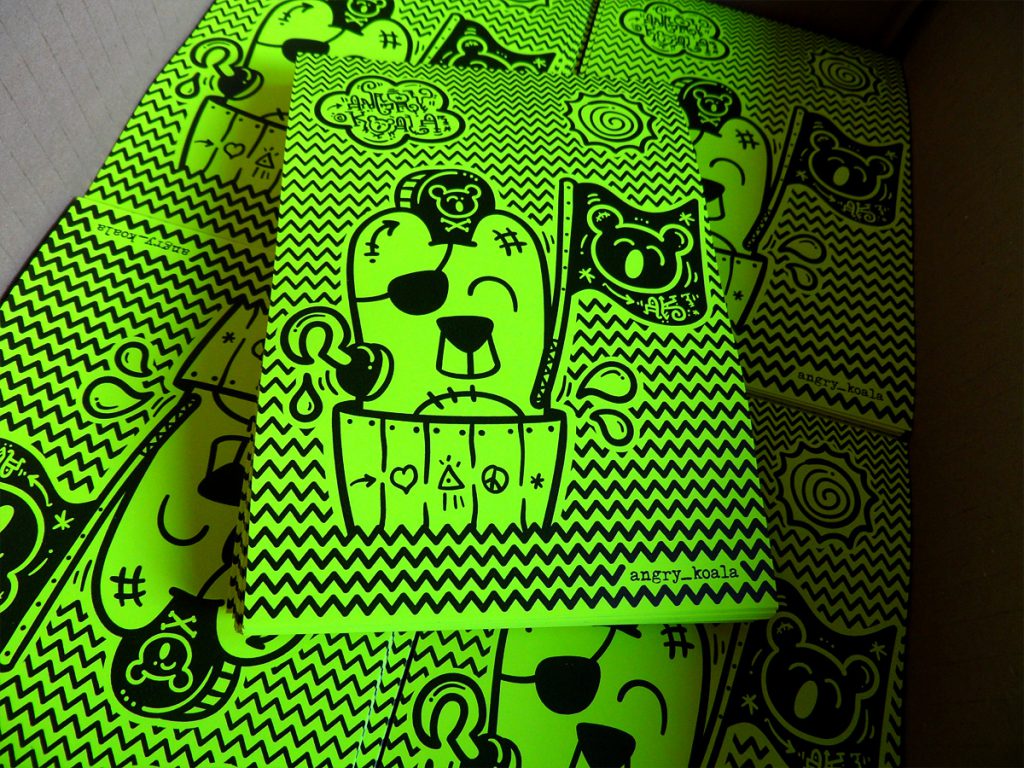 angry koala neon pirate sticker